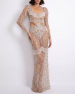FULLY BEADED LONG SLEEVE GOWN
